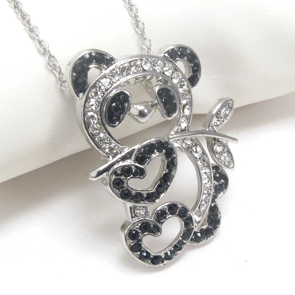 Premier electro plating crystal deco panda pendant necklace