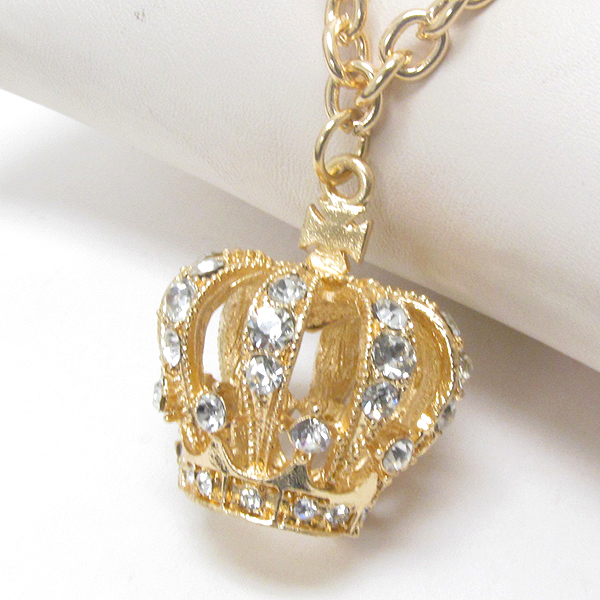 Premier electro plating crytal crown pendant necklace