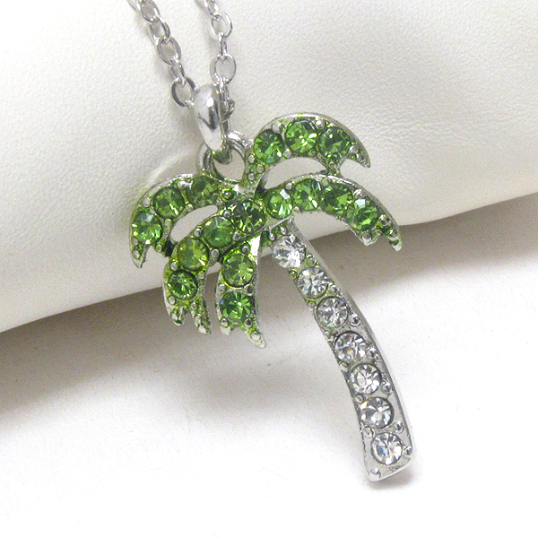 Premier electro plating crsytal deco palm tree necklace