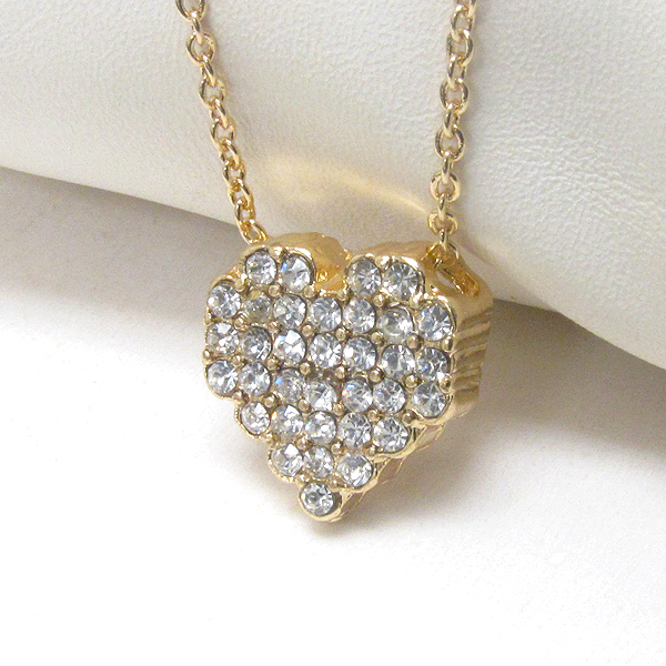 Premier electro plating crystal deco heart pendant necklace -valentine