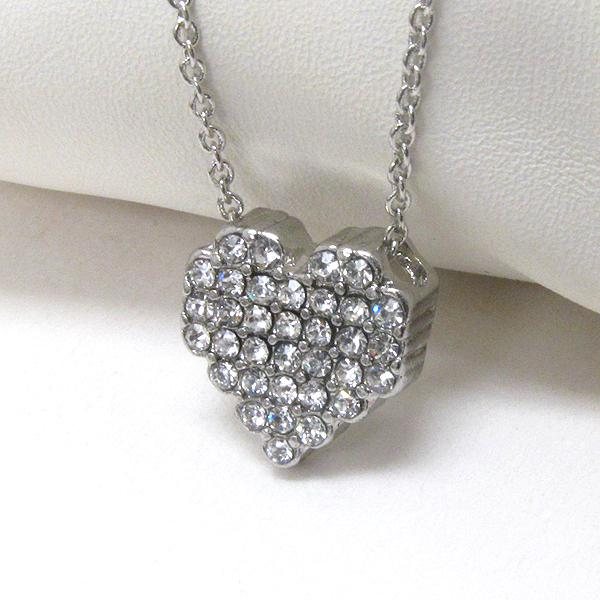 Premier electro plating crystal deco heart pendant necklace -valentine