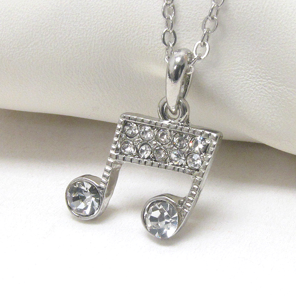 Premier electro plating crystal deco music note necklace