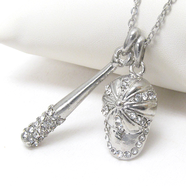 Premier electro plating crystal deco baseball theme necklace