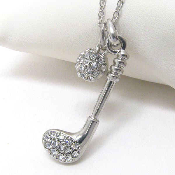Premier electro plating crsytal deco golf club pendant necklace