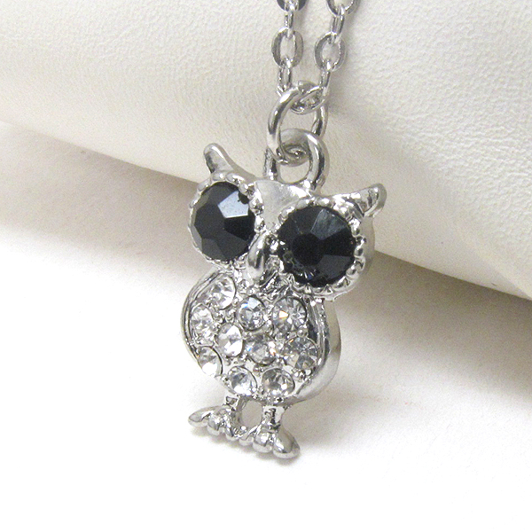 Premier electro plating crystal owl pendant necklace