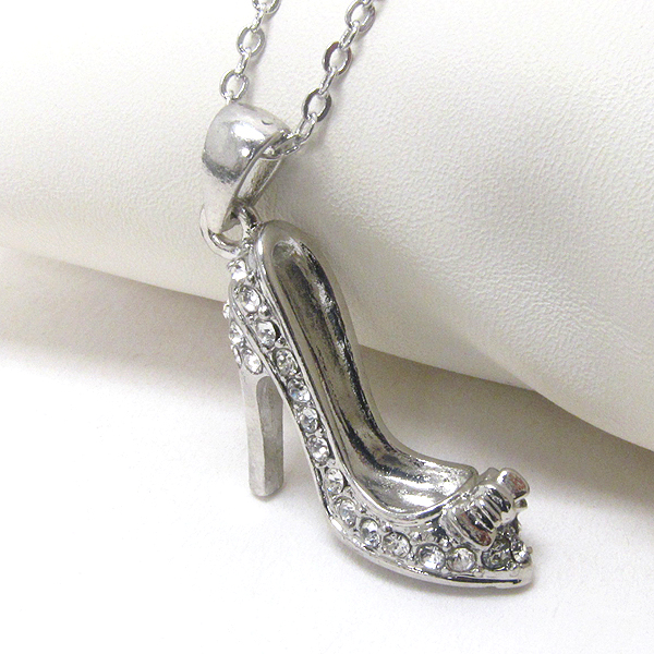 Premier electro plating crystal high heel pendant necklace
