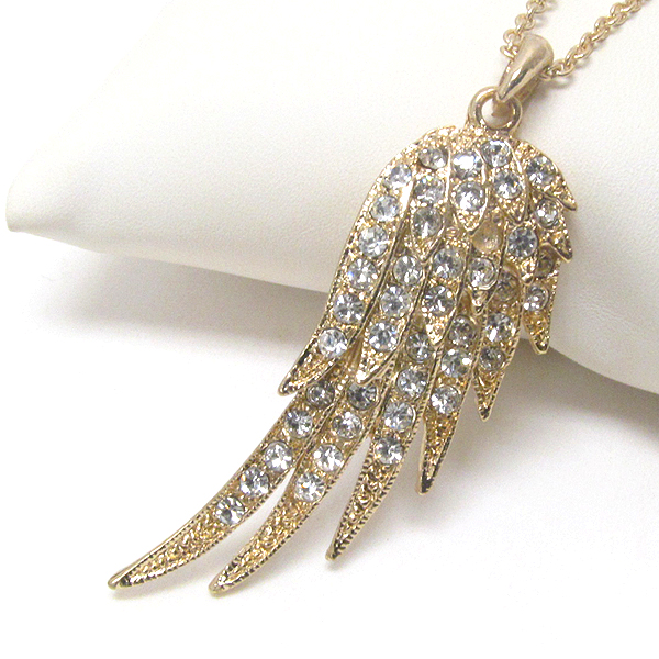 Premier electro plating crystal deco angel wing pendant necklace