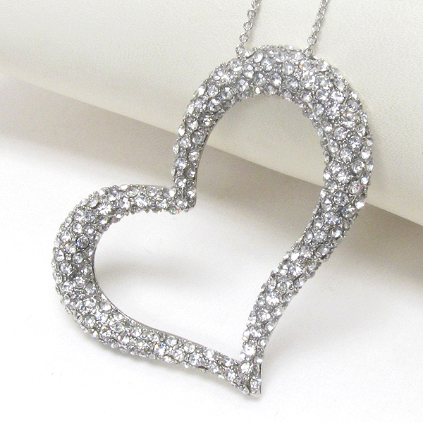 Premier electro plating crystal deco tiffany style heart pendant necklace -valentine