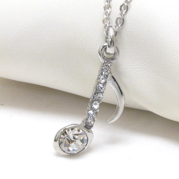 Premier electro plating crystal accent music note pendant necklace