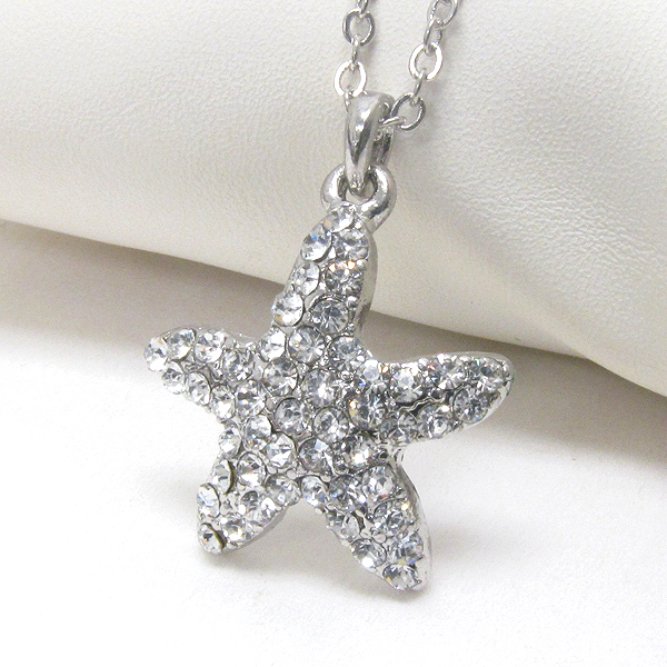 Premier electro plating crystal starfish pendant necklace - sea life