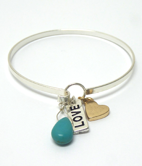 THIN METAL LOVE BANGLE BRACELET