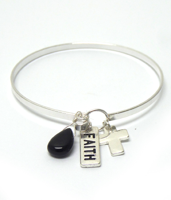 THIN METAL FAITH BANGLE BRACELET 