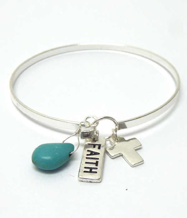 THIN METAL FAITH BANGLE BRACELET 