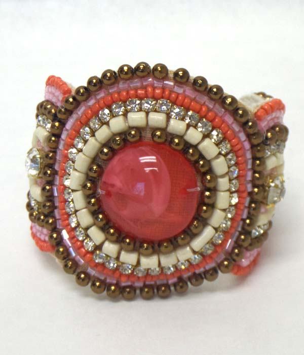 MULTI LAYER STONES CUFF BRACELET