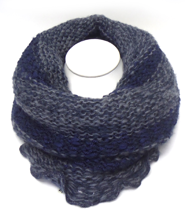 Two tone wide winter infinity scarf