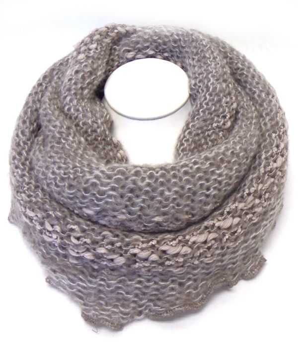Two tone wide winter infinity scarf