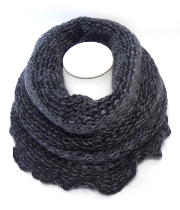 Two tone wide winter infinity scarf