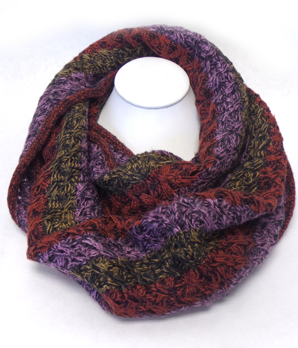 Tri tone long winter infinity scarf
