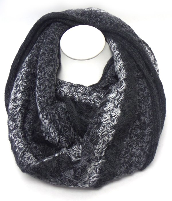 Tri tone long winter infinity scarf