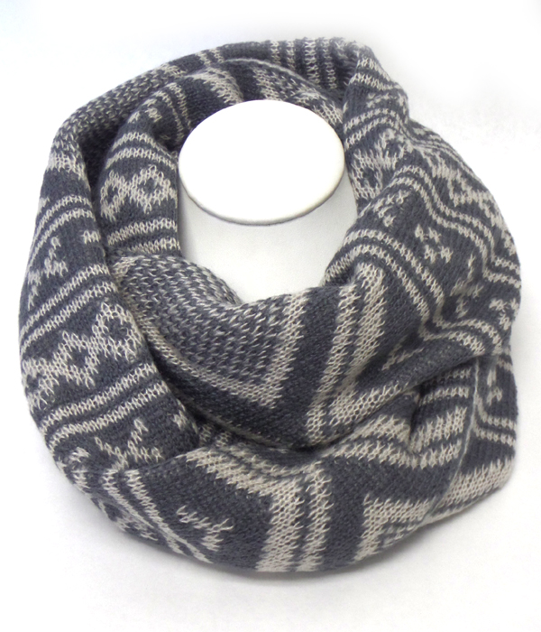 Aztec print wide winter infinity scarf -western