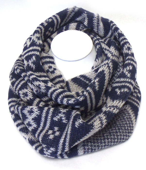 Aztec print wide winter infinity scarf -western