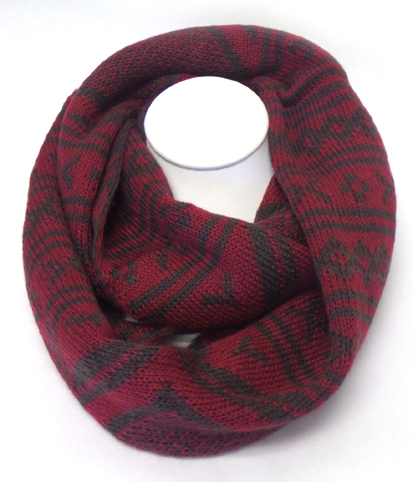 Aztec print wide winter infinity scarf -western