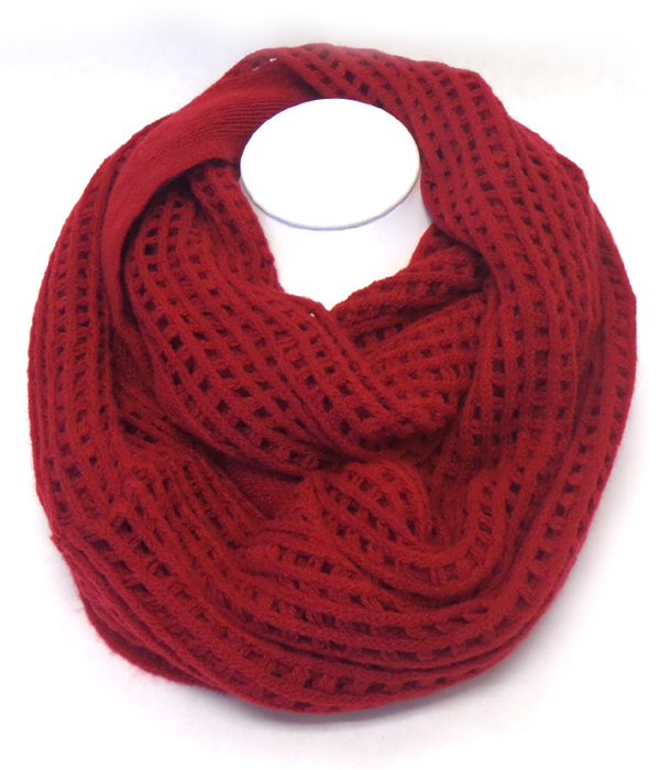 Plain and mesh wide winter infinity scarf