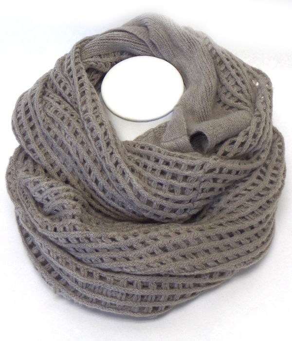 Plain and mesh wide winter infinity scarf