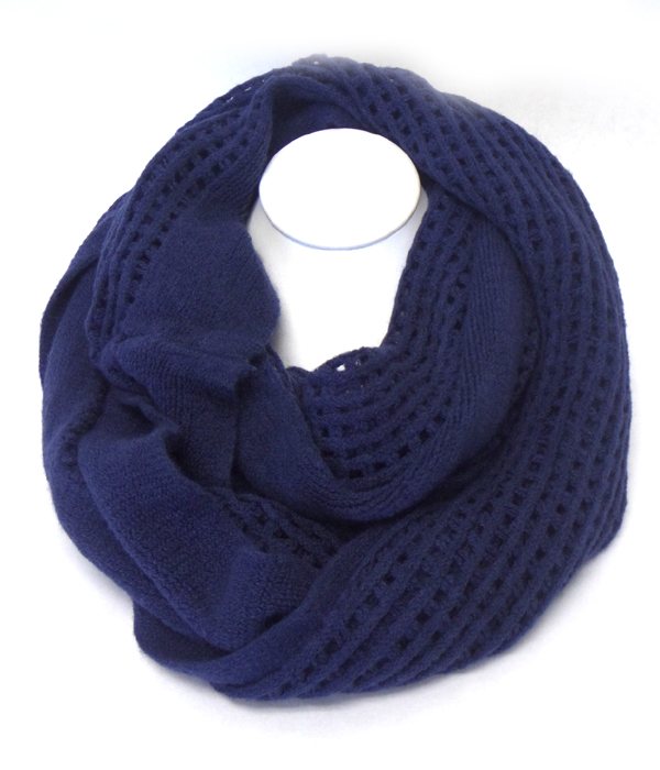 Plain and mesh wide winter infinity scarf