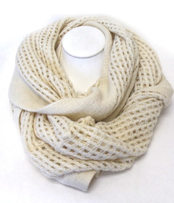 Plain and mesh wide winter infinity scarf