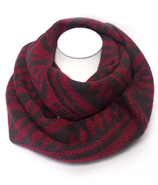 Aztec print wide winter infinity scarf -western