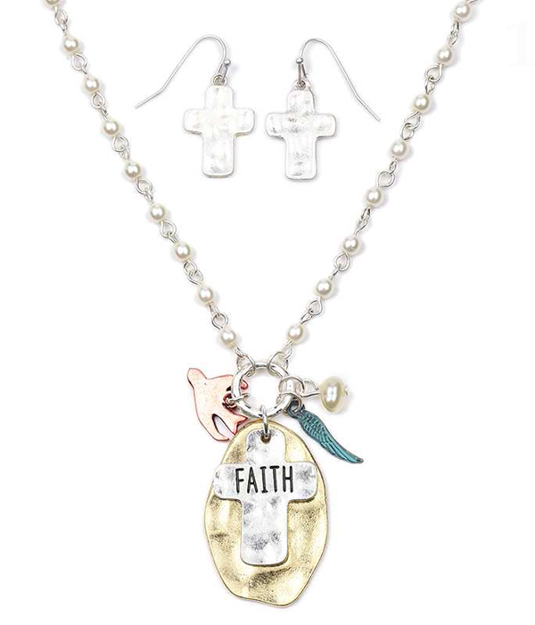 Handmade cross necklace set - faith