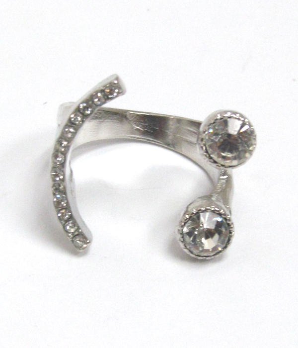Crystal smile face open ring