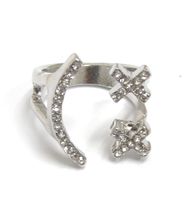 Crystal smile face open ring