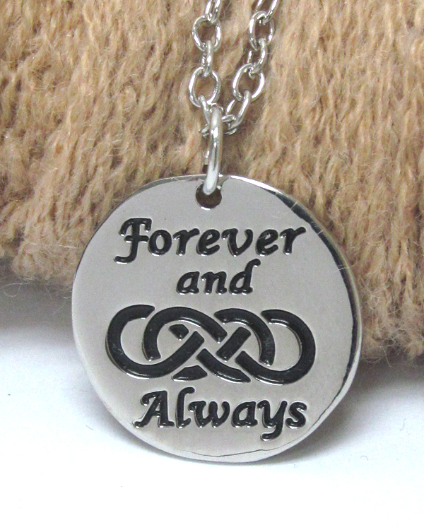 Love message pendant necklace - forever and always -valentine