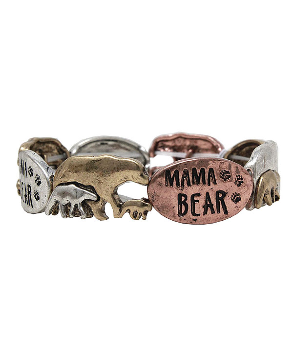 Mama bear theme stretch bracelet