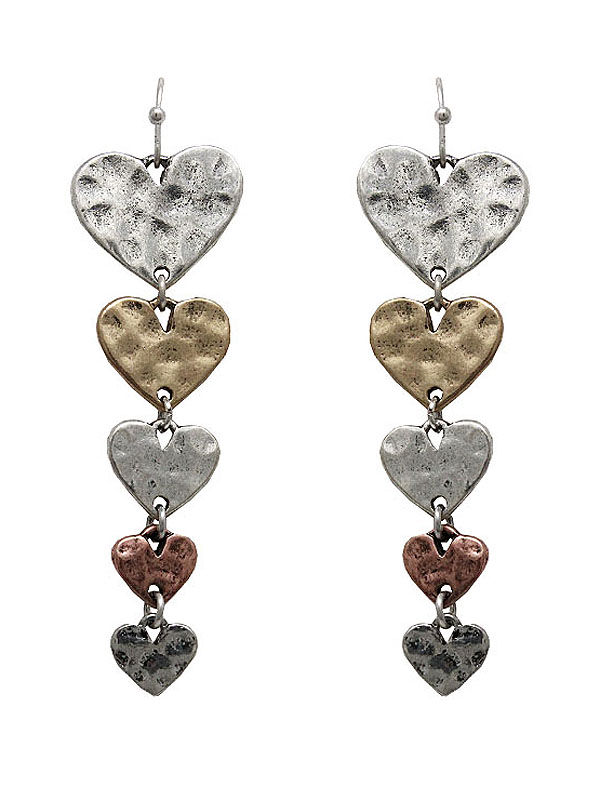 Multi heart drop earring