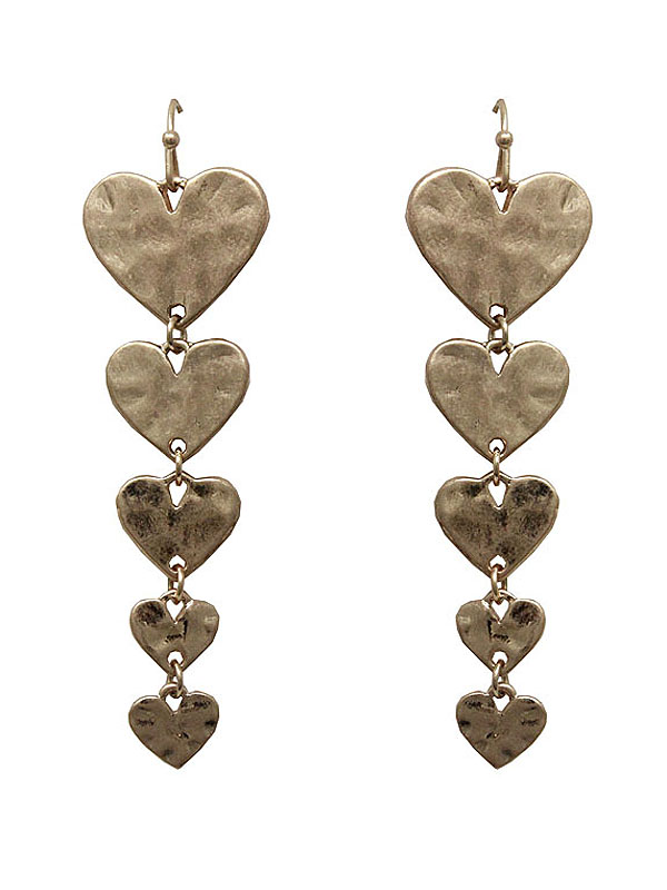 Multi heart drop earring -valentine