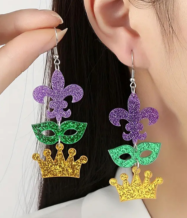 Mardi gras theme earring