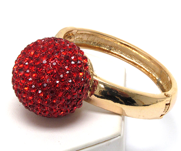 Large crystal ball hinge bangle