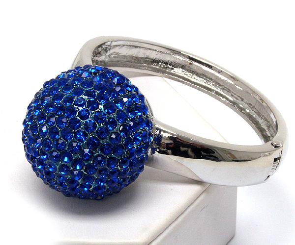 Large crystal ball hinge bangle
