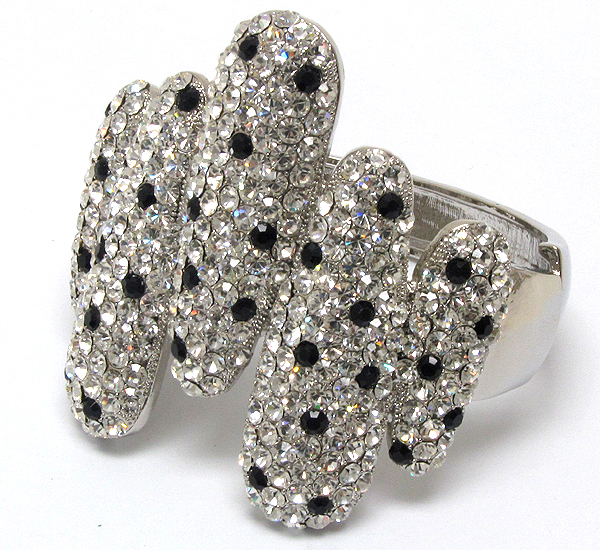 Five crystal oval patern metal hinge bangle