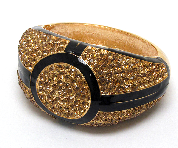Multi crystal round epoxy patern metal hinge bangle
