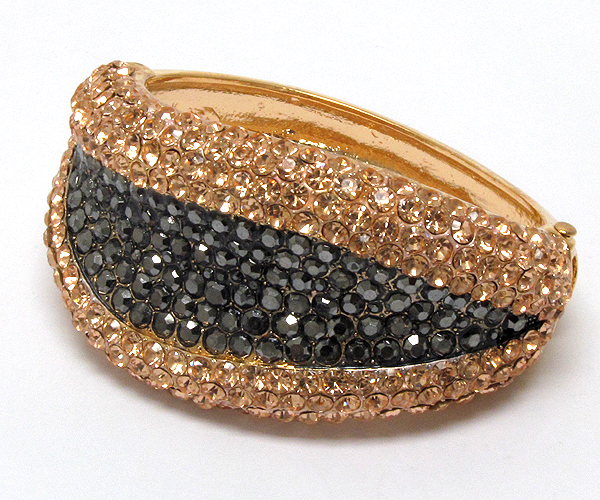 Crystal wavy leaf hinge bangle