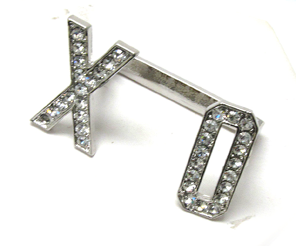 CRYSTAL O X LINKED DUAL FINGER RING
