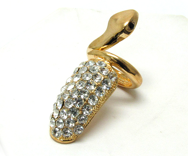 Crystal stud snake nail ring - stretchable