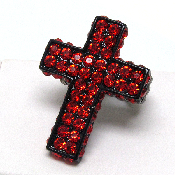 Crystal stud cubic cross stretch ring