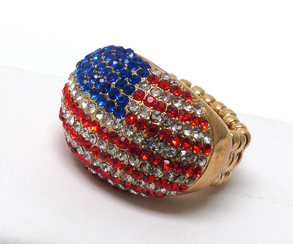 Crystal stud fashion american flag stretch ring