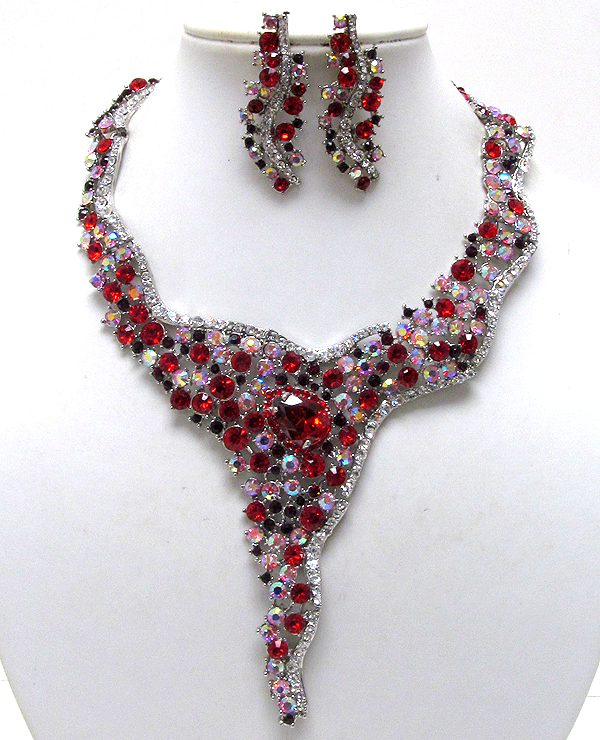 Luxury class victorian style austrian crystal long tail party necklace earring set