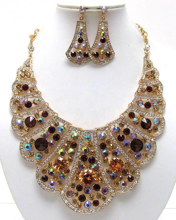 Luxury class victorian style austrian crystal buble bib necklace earring set